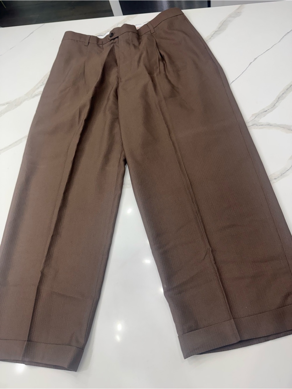 Men's Brown Pleated Dress Pants from Michael Irvin Collection